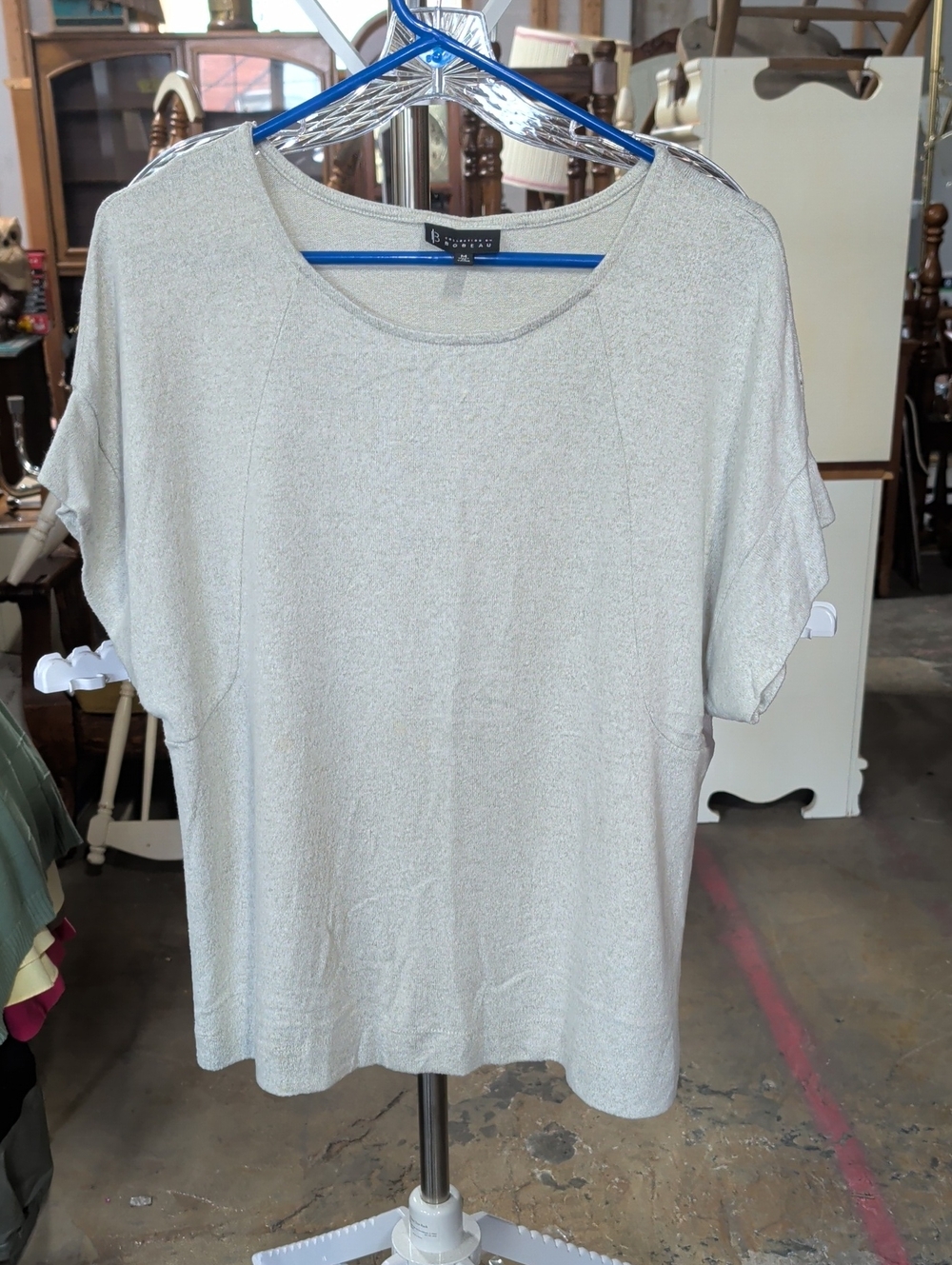 Collection by Bobeau Gray Short Sleeve Crewneck Sweater